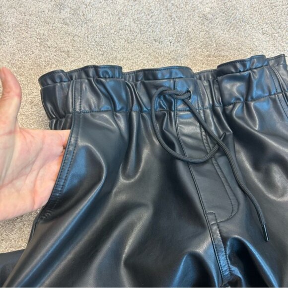 Black Faux Leather Jogger Pants - Picture 6 of 13